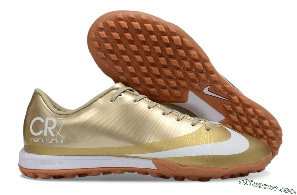 Nike Air Zoom Mercurial Vapor 16 Elite TF Artificial Turf Soccer Shoes - Gold/Champagne Gold/Peach Orange 1