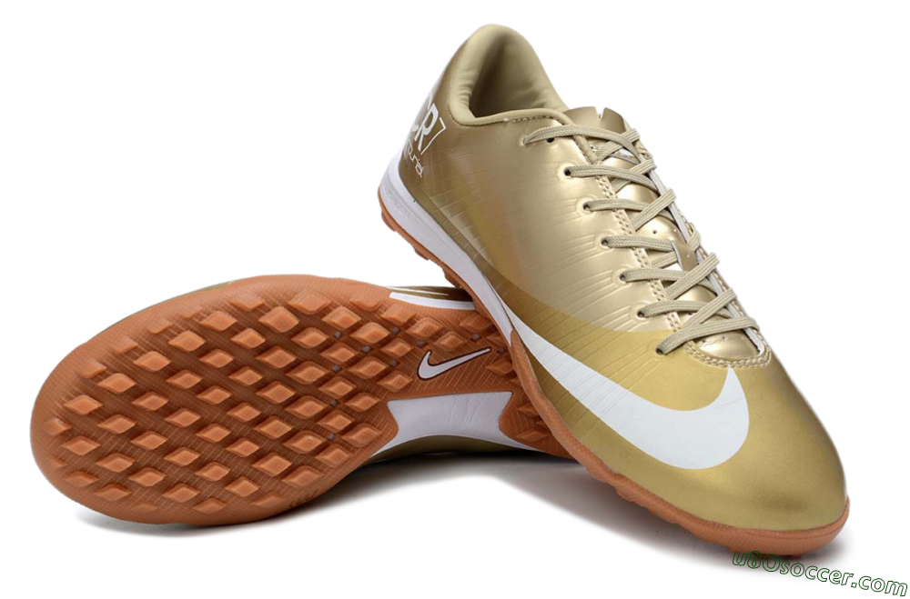 Nike Air Zoom Mercurial Vapor 16 Elite TF Artificial Turf Soccer Shoes - Gold/Champagne Gold/Peach Orange 3