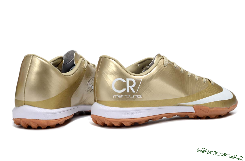 Nike Air Zoom Mercurial Vapor 16 Elite TF Artificial Turf Soccer Shoes - Gold/Champagne Gold/Peach Orange 6