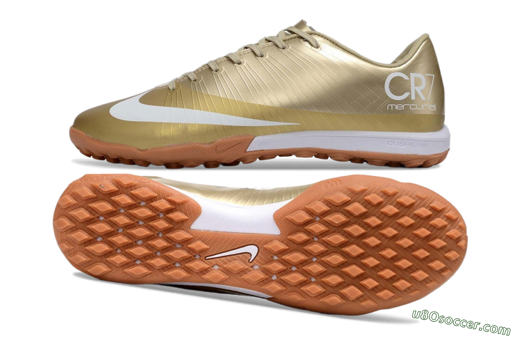 Nike Air Zoom Mercurial Vapor 16 Elite TF Artificial Turf Soccer Shoes - Gold/Champagne Gold/Peach Orange 0