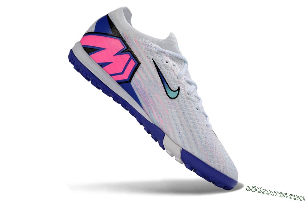 Nike Air Zoom Mercurial Vapor 16 Elite TF Artificial Turf Soccer Shoes - White/Aqua Blue/Deep Purple 4