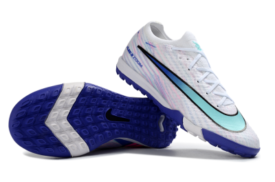 Nike Air Zoom Mercurial Vapor 16 Elite TF Artificial Turf Soccer Shoes - White/Aqua Blue/Deep Purple