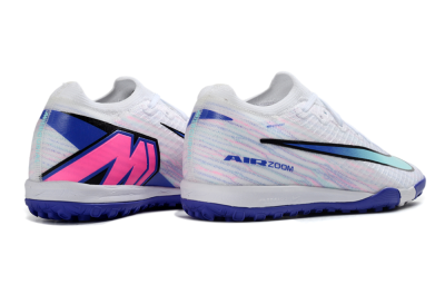 Nike Air Zoom Mercurial Vapor 16 Elite TF Artificial Turf Soccer Shoes - White/Aqua Blue/Deep Purple
