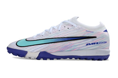 Nike Air Zoom Mercurial Vapor 16 Elite TF Artificial Turf Soccer Shoes - White/Aqua Blue/Deep Purple