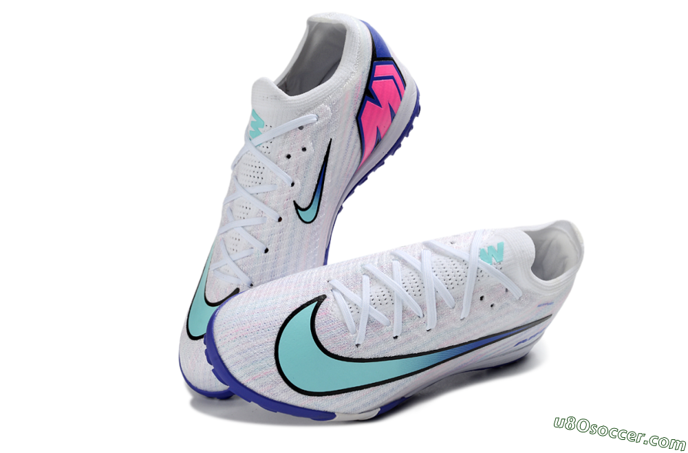 Nike Air Zoom Mercurial Vapor 16 Elite TF Artificial Turf Soccer Shoes - White/Aqua Blue/Deep Purple 3