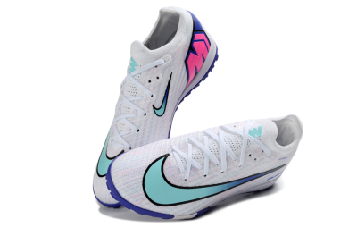Nike Air Zoom Mercurial Vapor 16 Elite TF Artificial Turf Soccer Shoes - White/Aqua Blue/Deep Purple