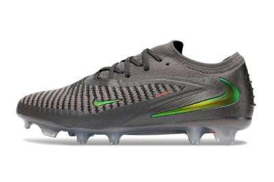 Nike Phantom 6 Elite Low FG Firm Ground Soccer Cleats - Gray/Emerald Green/Neon Orange
