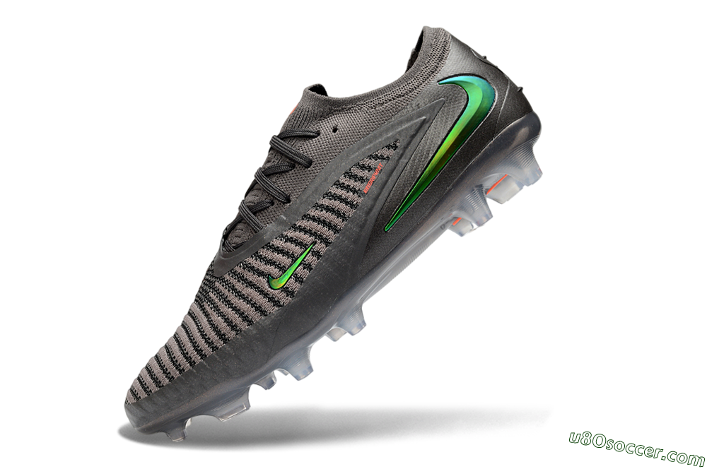 Nike Phantom 6 Elite Low FG Firm Ground Soccer Cleats - Gray/Emerald Green/Neon Orange 5