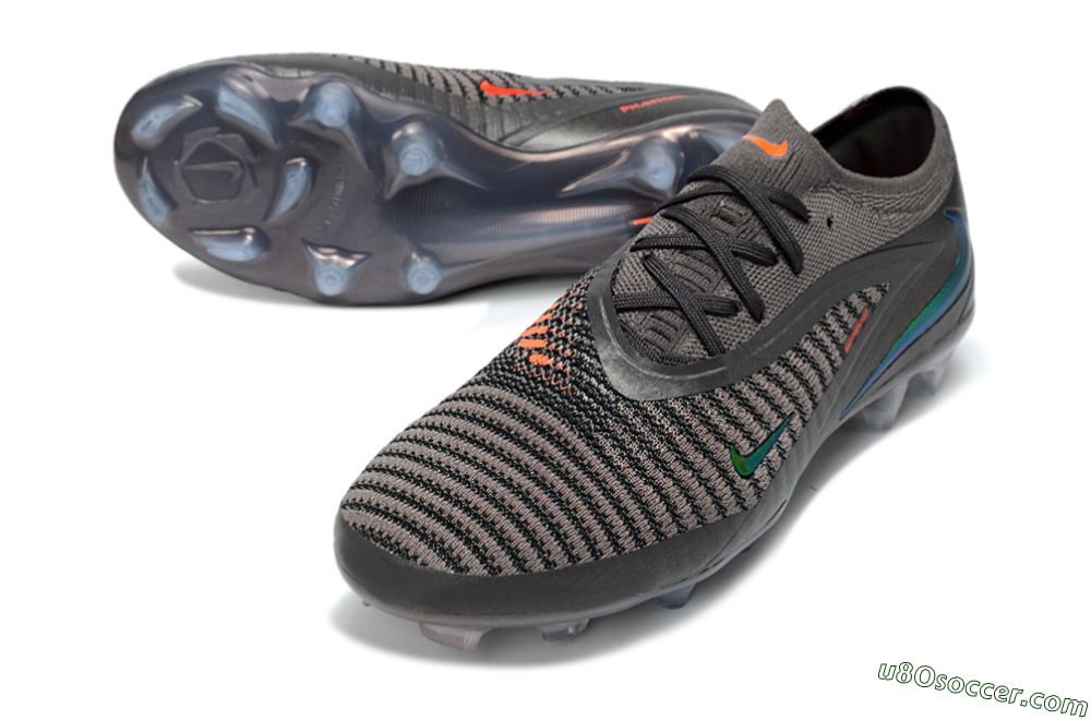 Nike Phantom 6 Elite Low FG Firm Ground Soccer Cleats - Gray/Emerald Green/Neon Orange 3