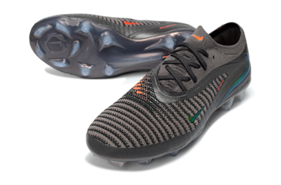 Nike Phantom 6 Elite Low FG Firm Ground Soccer Cleats - Gray/Emerald Green/Neon Orange