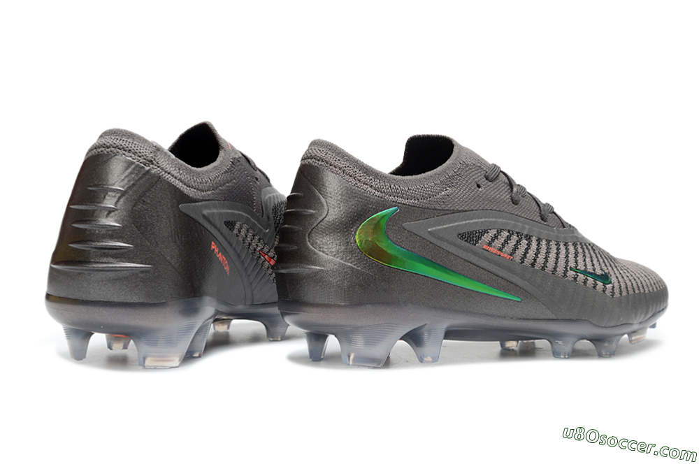 Nike Phantom 6 Elite Low FG Firm Ground Soccer Cleats - Gray/Emerald Green/Neon Orange 6