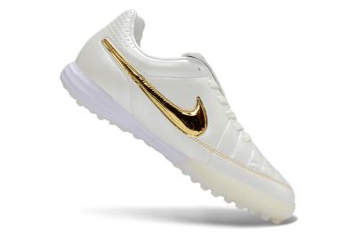 Nike Tiempo Legend SE TF Artificial Turf Soccer Shoes - White/Golden Accent/Classic Style