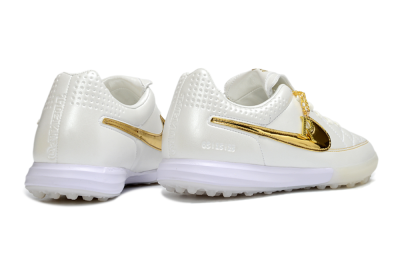 Nike Tiempo Legend SE TF Artificial Turf Soccer Shoes - White/Golden Accent/Classic Style