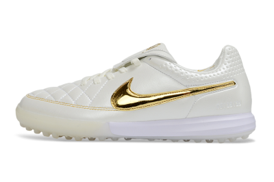 Nike Tiempo Legend SE TF Artificial Turf Soccer Shoes - White/Golden Accent/Classic Style