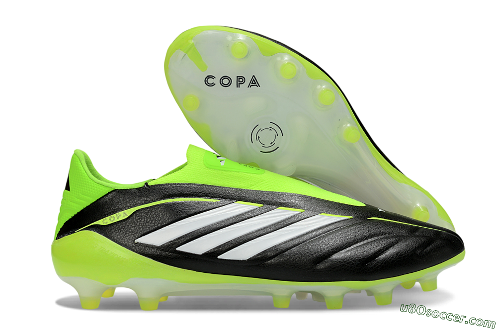 Adidas Copa Pure 4 Elite Laceless FG Firm Ground Soccer Cleats - Black/Neon Green/White 1