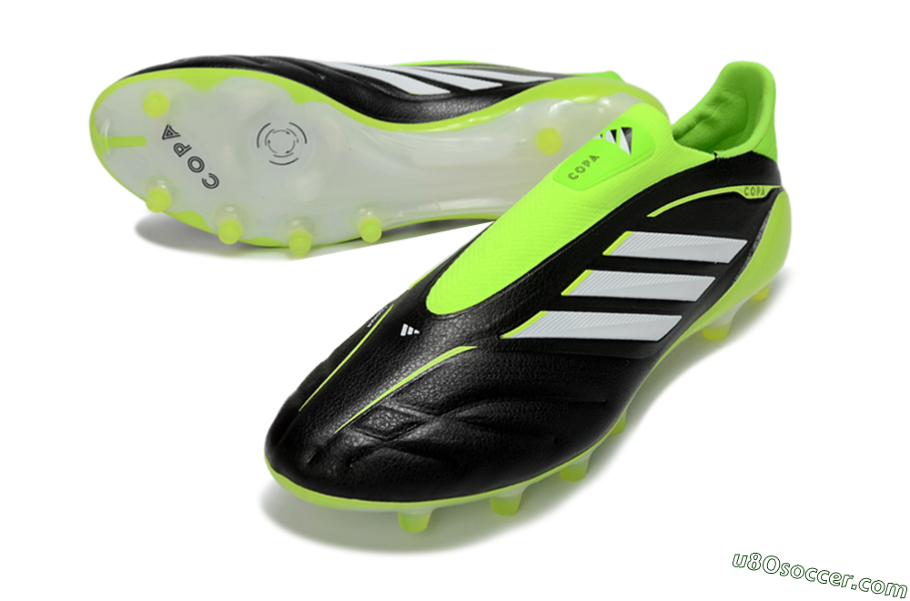 Adidas Copa Pure 4 Elite Laceless FG Firm Ground Soccer Cleats - Black/Neon Green/White 3