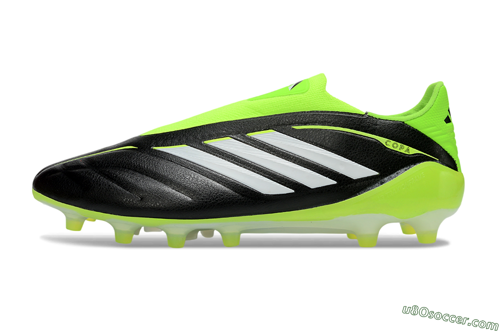 Adidas Copa Pure 4 Elite Laceless FG Firm Ground Soccer Cleats - Black/Neon Green/White 2
