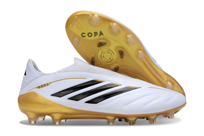 Adidas Copa Pure 4 Elite Laceless FG Firm Ground Soccer Cleats - White/Black/Gold