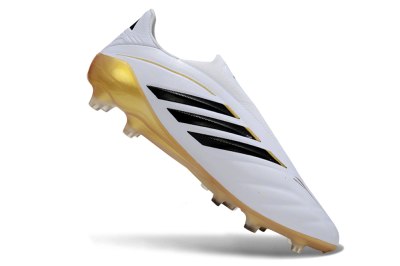 Adidas Copa Pure 4 Elite Laceless FG Firm Ground Soccer Cleats - White/Black/Gold