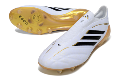 Adidas Copa Pure 4 Elite Laceless FG Firm Ground Soccer Cleats - White/Black/Gold