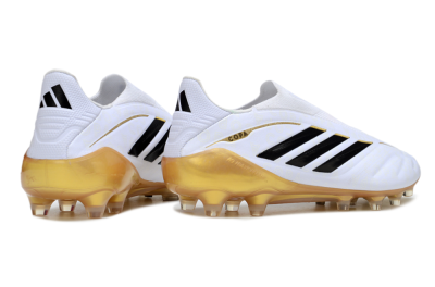 Adidas Copa Pure 4 Elite Laceless FG Firm Ground Soccer Cleats - White/Black/Gold