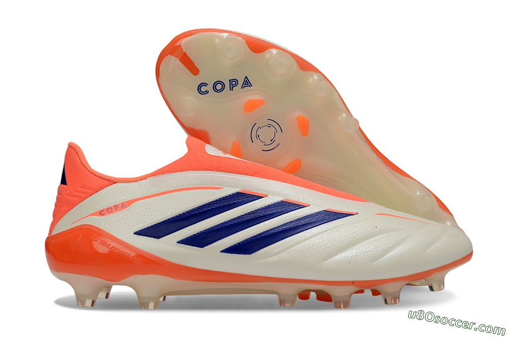 Adidas Copa Pure 4 Elite Laceless FG Firm Ground Soccer Cleats - Orange/Vibrant Orange/Deep Blue 1
