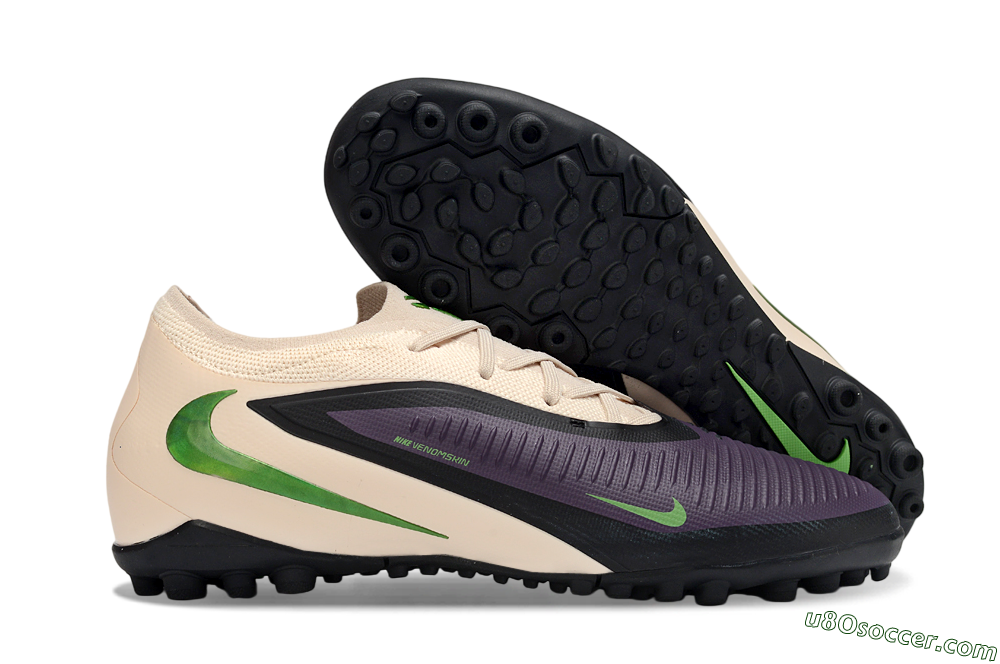 Nike Phantom 6 Elite Low TF Artificial Turf Soccer Shoes - Purple/Vibrant Green/Neutral Cream 1