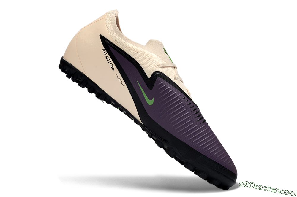 Nike Phantom 6 Elite Low TF Artificial Turf Soccer Shoes - Purple/Vibrant Green/Neutral Cream 4