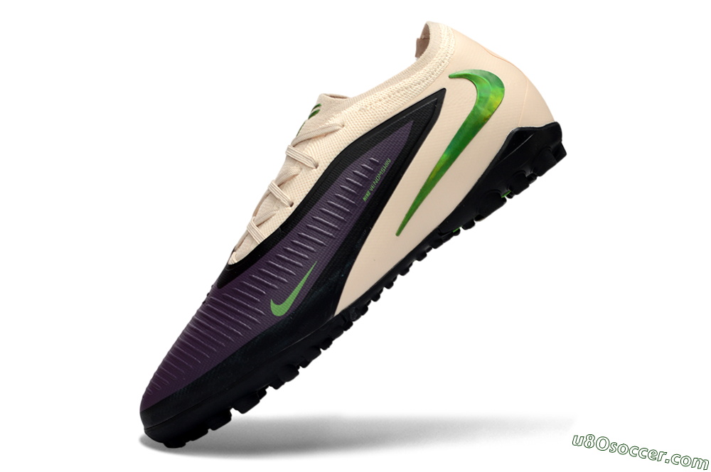 Nike Phantom 6 Elite Low TF Artificial Turf Soccer Shoes - Purple/Vibrant Green/Neutral Cream 5