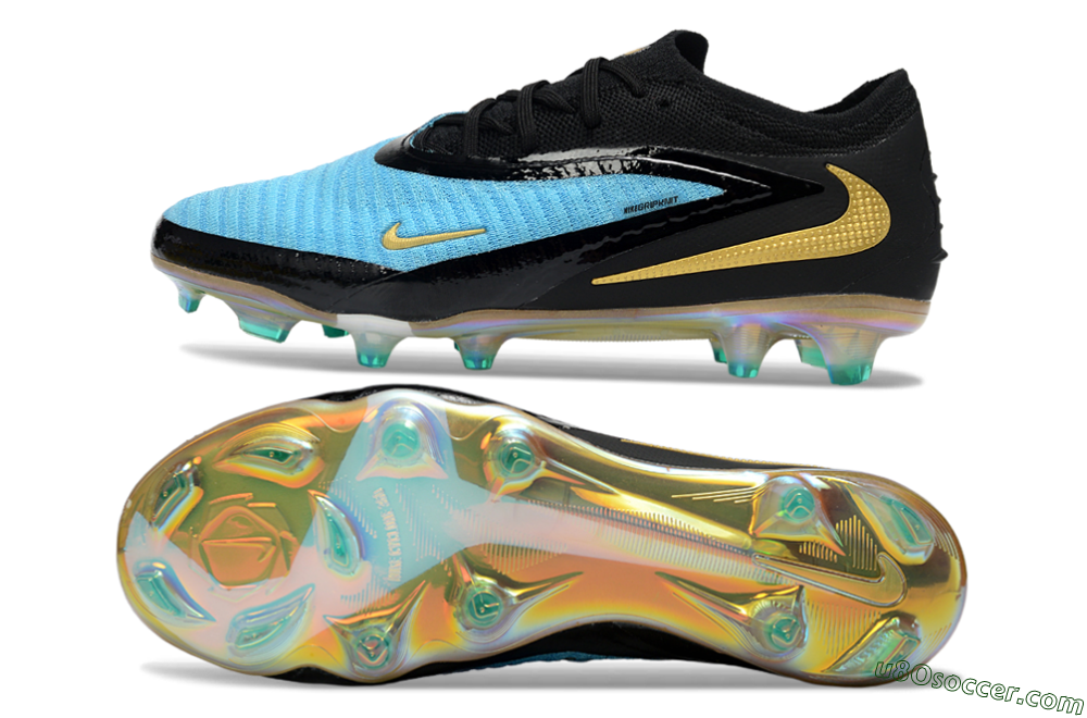 Nike Phantom 6 Elite Low FG Firm Ground Soccer Cleats - Teal/Gold/Black 0