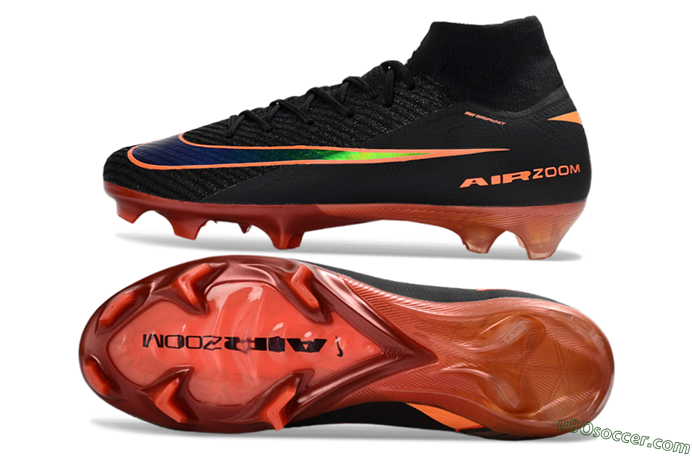 Nike Air Zoom Mercurial Superfly 10 Elite FG Firm Ground Soccer Cleats - Black/Fiery Red/Golden Yellow 0