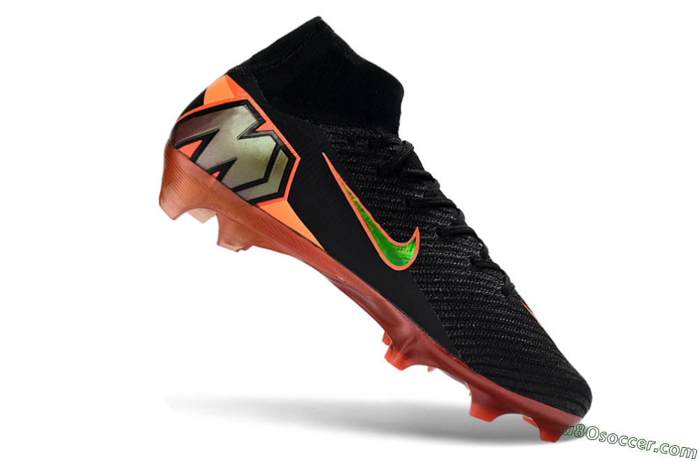 Nike Air Zoom Mercurial Superfly 10 Elite FG Firm Ground Soccer Cleats - Black/Fiery Red/Golden Yellow 4
