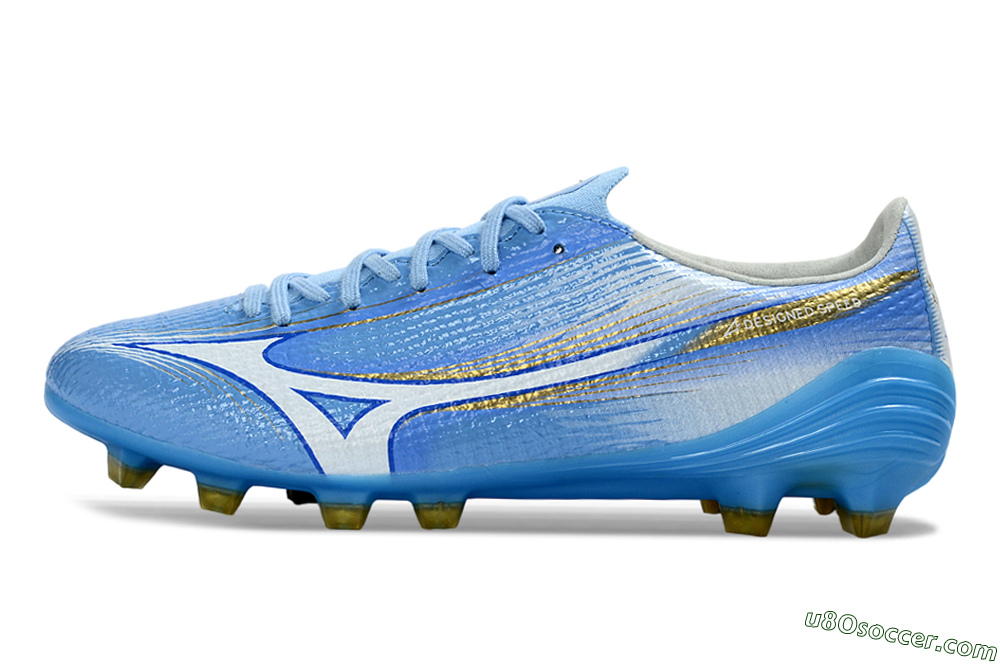 Mizuno Alpha 3 FG Firm Ground Soccer Cleats - Blue/Sky Blue/Gold 2