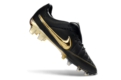 Nike Tiempo Legend SE FG Firm Ground Soccer Cleats - Black/Gold Accents/Black Quilted