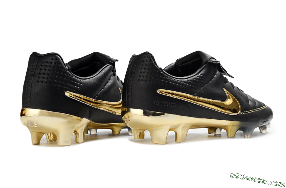Nike Tiempo Legend SE FG Firm Ground Soccer Cleats - Black/Gold Accents/Black Quilted 6