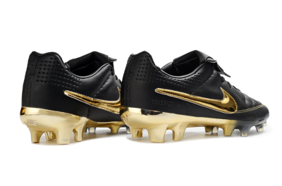 Nike Tiempo Legend SE FG Firm Ground Soccer Cleats - Black/Gold Accents/Black Quilted