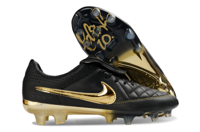 Nike Tiempo Legend SE FG Firm Ground Soccer Cleats - Black/Gold Accents/Black Quilted