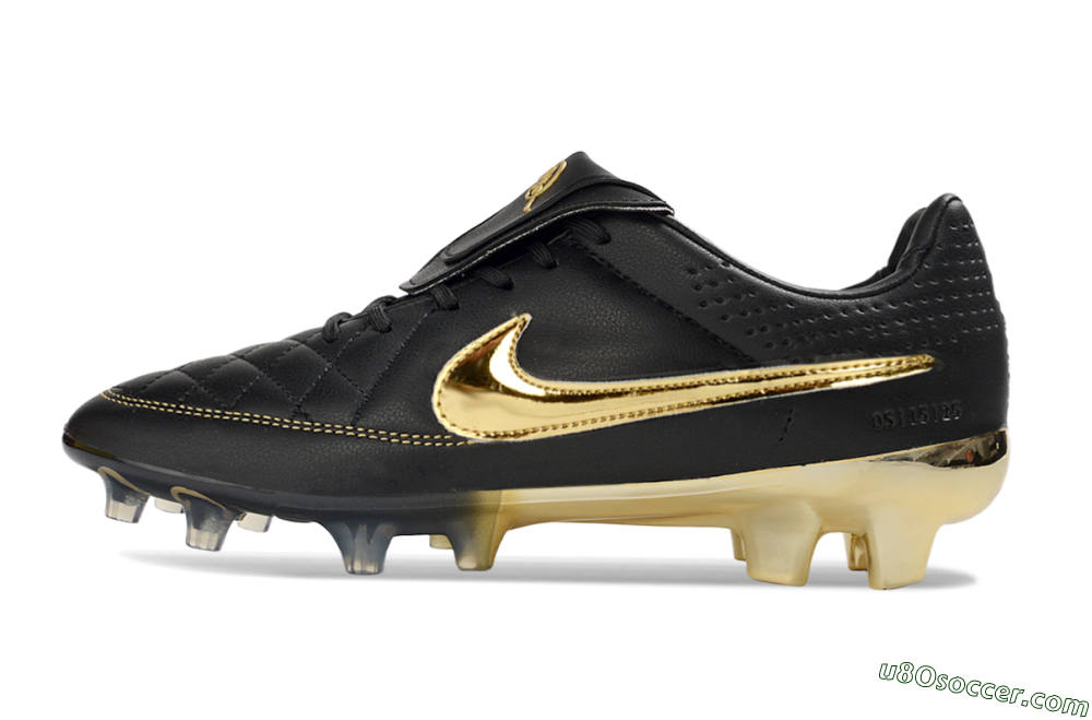 Nike Tiempo Legend SE FG Firm Ground Soccer Cleats - Black/Gold Accents/Black Quilted 2