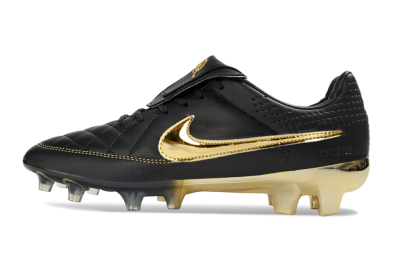 Nike Tiempo Legend SE FG Firm Ground Soccer Cleats - Black/Gold Accents/Black Quilted