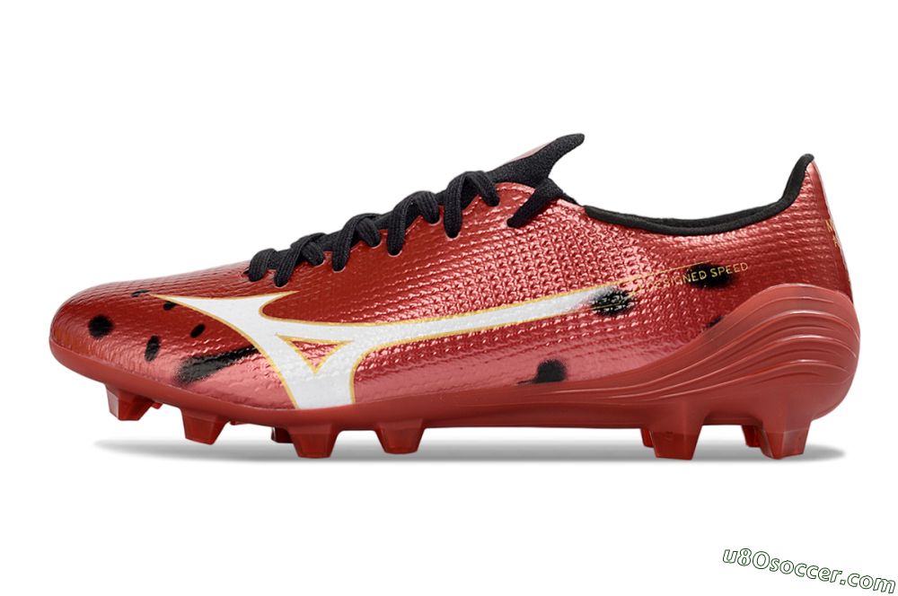 Mizuno Alpha 3 FG Firm Ground Soccer Cleats - Red/Crimson Blaze/Gold Accent 2
