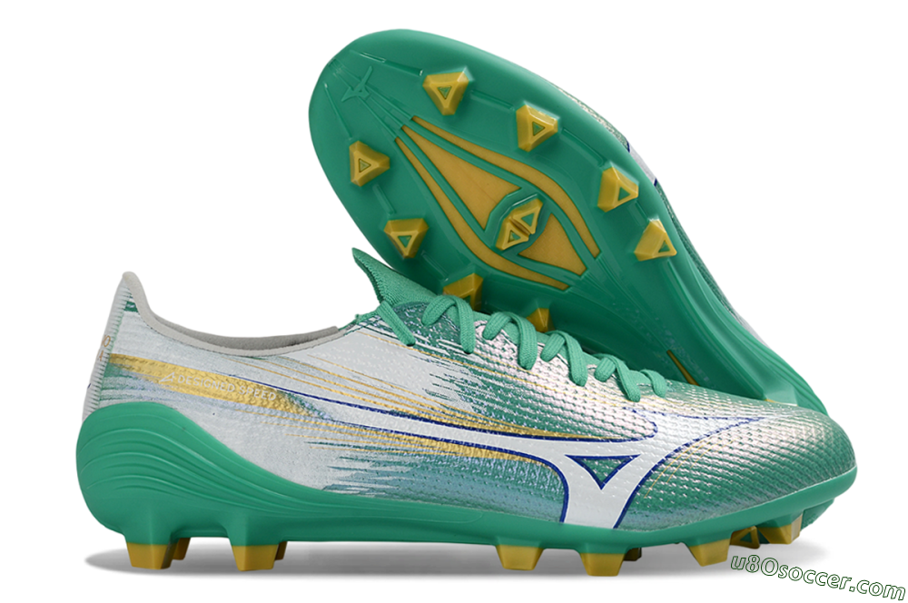 Mizuno Alpha 3 FG Firm Ground Soccer Cleats - Green/Aqua Breeze/Sunny Yellow 1
