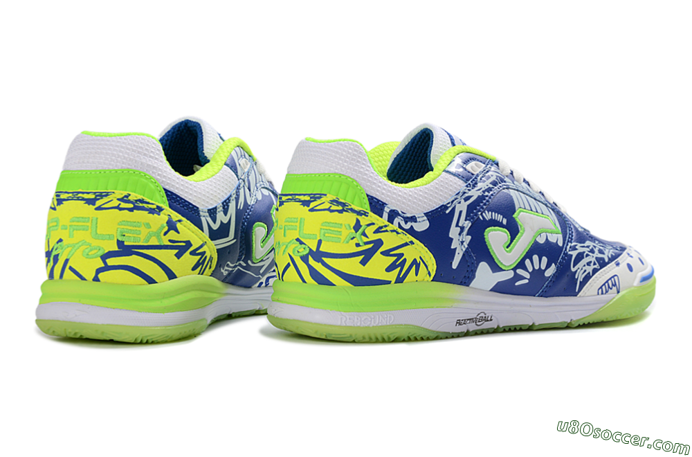 Joma Top Flex IC Indoor & Futsal Soccer Shoes - Blue/Neon Green/White 6