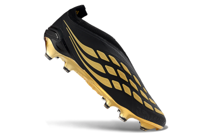 Adidas Predator 26 Elite Laceless FG Firm Ground Soccer Cleats - Black/Gold Accent/Black Base