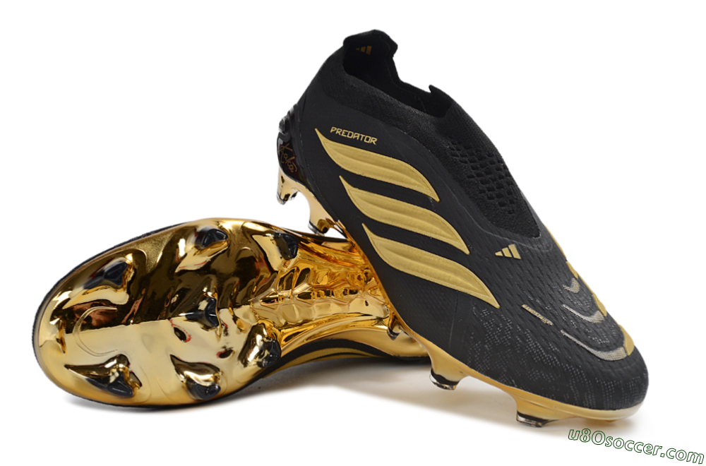 Adidas Predator 26 Elite Laceless FG Firm Ground Soccer Cleats - Black/Gold Accent/Black Base 3