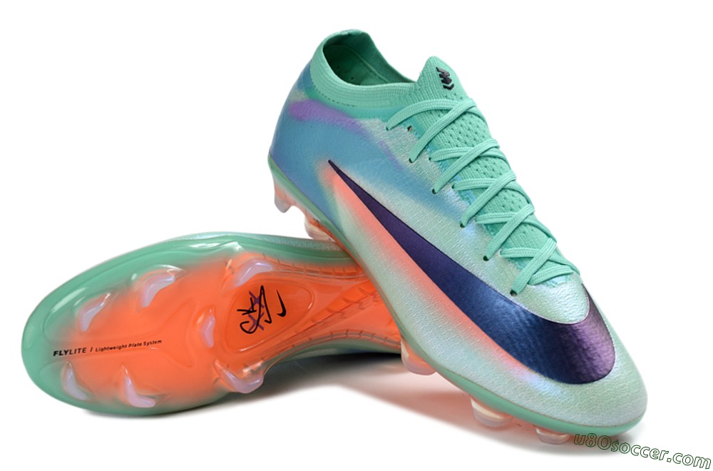 Nike Air Zoom Mercurial Varpor 17 Elite FG Firm Ground Soccer Cleats - Green/Electric Blue/Flame Orange 3