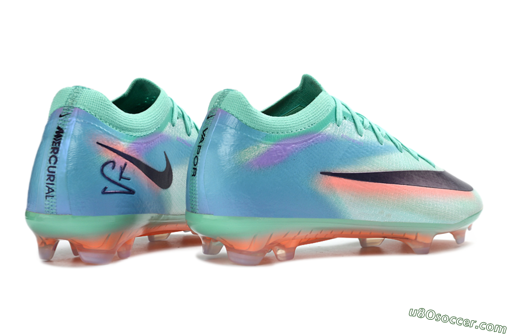 Nike Air Zoom Mercurial Varpor 17 Elite FG Firm Ground Soccer Cleats - Green/Electric Blue/Flame Orange 6