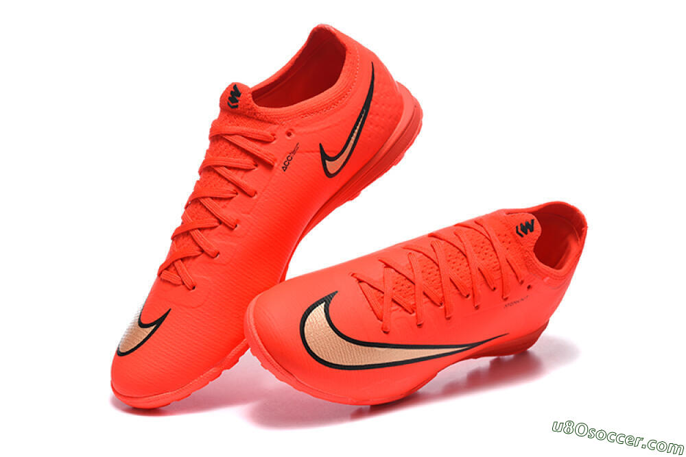 Nike Air Zoom Mercurial Varpor 17 Elite TF Artificial Turf Soccer Shoes - Red/Bright Red/Gold Accent 6
