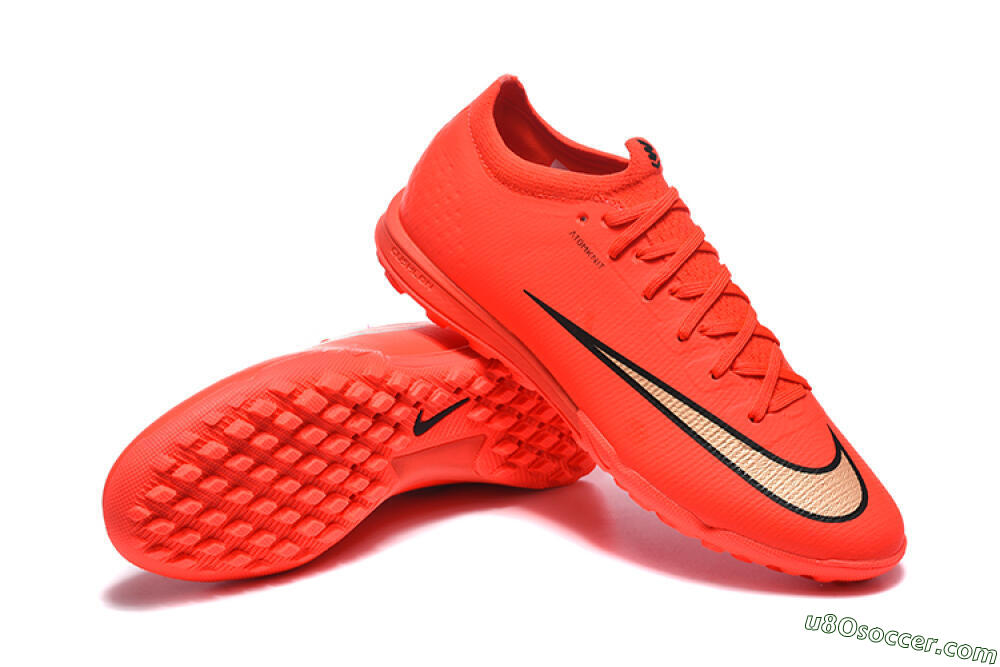 Nike Air Zoom Mercurial Varpor 17 Elite TF Artificial Turf Soccer Shoes - Red/Bright Red/Gold Accent 4