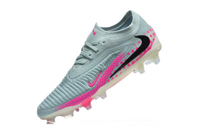 Nike Phantom 6 Elite Low FG Firm Ground Soccer Cleats - Gray/Neon Pink/Phantom Black