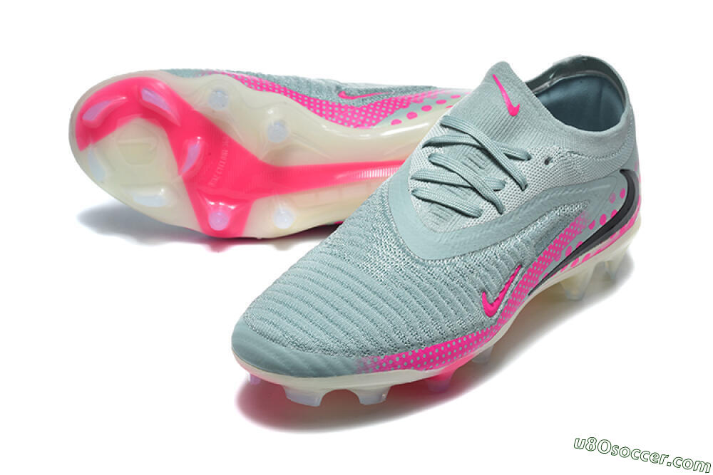 Nike Phantom 6 Elite Low FG Firm Ground Soccer Cleats - Gray/Neon Pink/Phantom Black 3